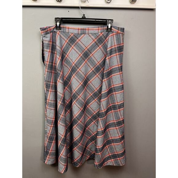 Biltmore Midi Skirt Womens 14 Plaid Wool Blend Lined Blue Pink Yellow‎ Preppy - Picture 2 of 10